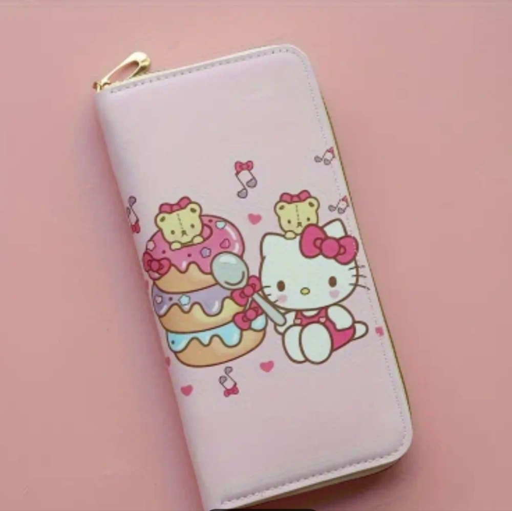 NWT! Hello Kitty Sanrio Pink Cartoon Donut Print Anime Wallet
